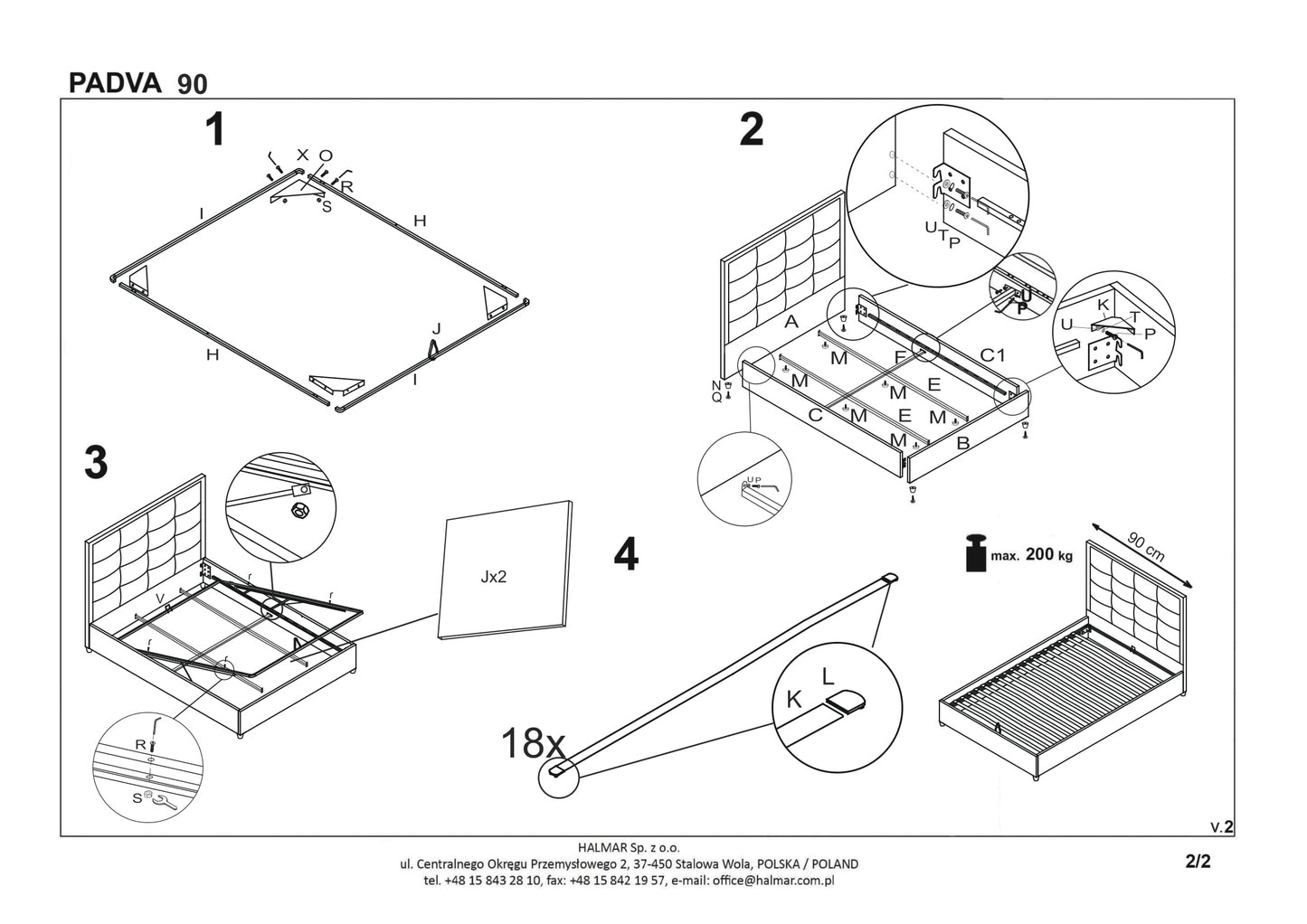 Single Bed West Leicester | size: Length: 217cm, Width: 91cm, Height: 100cm | color: Gray | image: 4 | variant: 1007136