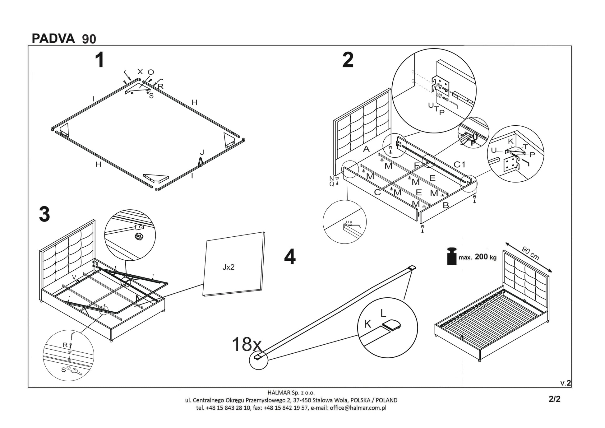 Single Bed West Leicester | size: Length: 217cm, Width: 91cm, Height: 100cm | color: Gray | image: 4 | variant: 1007136