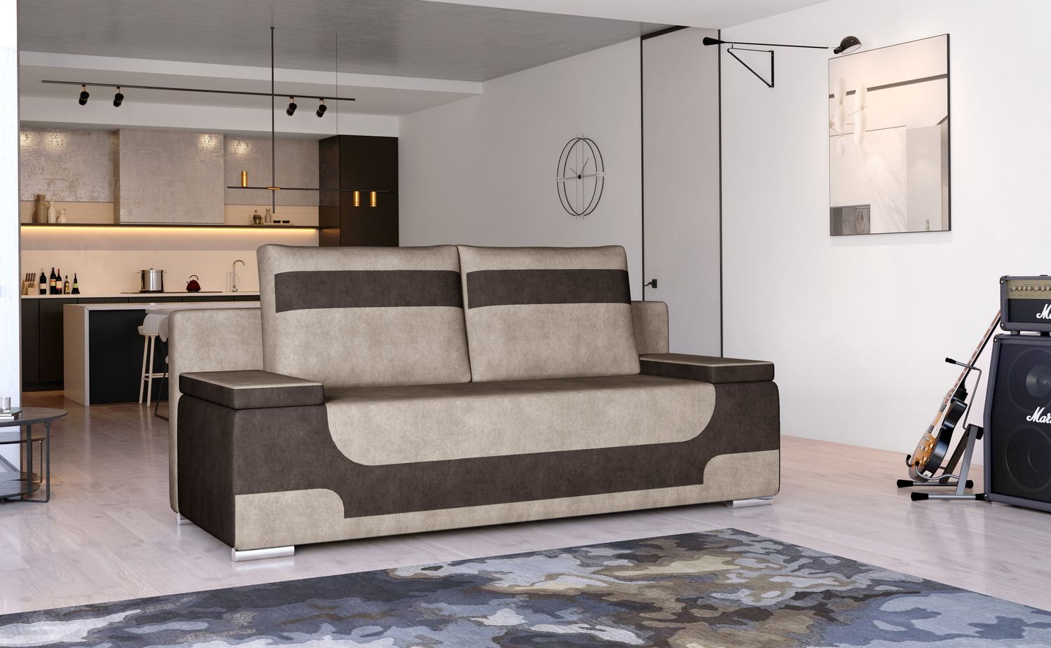 Sleeper Sofa Area 11 | size: Width: 92cm, Height: 73cm, Depth: 200cm | color: Dora | image: 1 | variant: 1017155