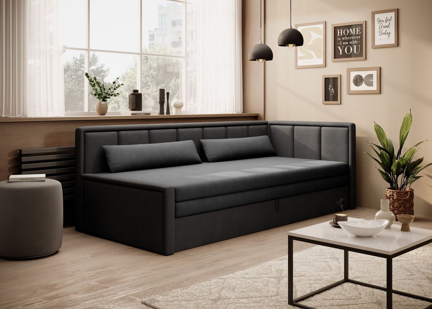 Sleeper Sofa East Fukuoka 5 | size: Width: 82cm, Height: 77cm, Depth: 214cm | color: Poco | image: 1 | variant: 1017873