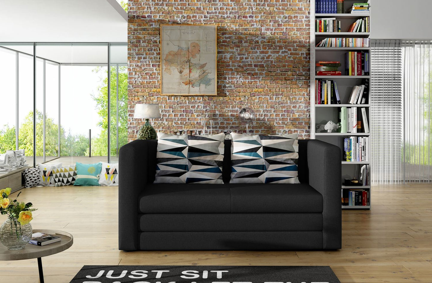 Sleeper Sofa East Horncastle 2 | size: Width: 132cm, Height: 65cm, Depth: 67cm | color: Black | image: 1 | variant: 1015023