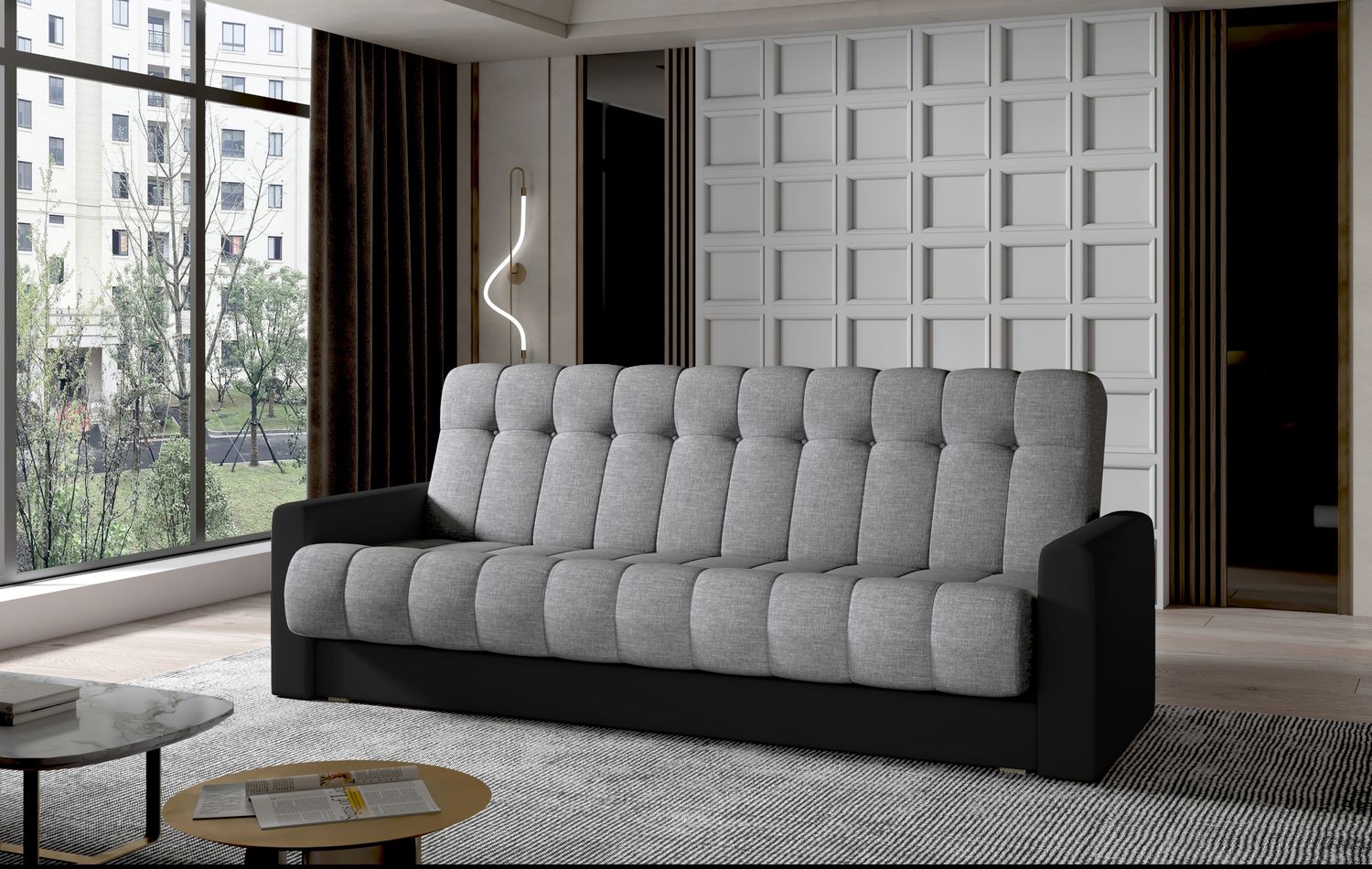 Sleeper Sofa Garett 1 | size: Width: 210cm, Height: 90cm, Depth: 85cm | color: Black/Grey | image: 1 | variant: 1014037