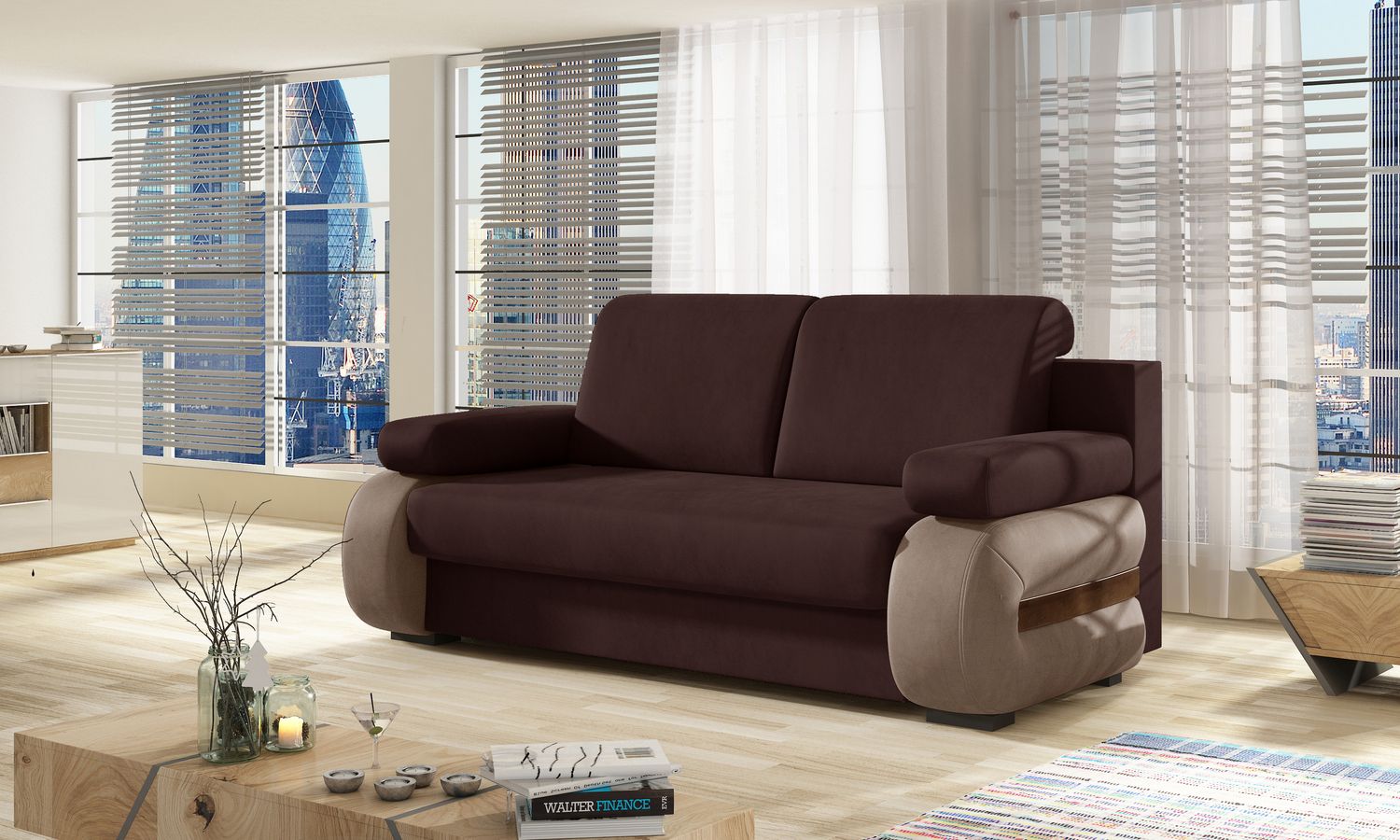 Sleeper Sofa Laura 16 | size: Width: 56cm, Height: 84cm, Depth: 202cm | color: Monolith | image: 1 | variant: 1017315