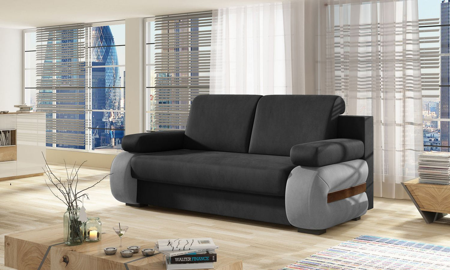 Sleeper Sofa Laura 20 | size: Width: 56cm, Height: 84cm, Depth: 202cm | color: Monolith | image: 1 | variant: 1017319