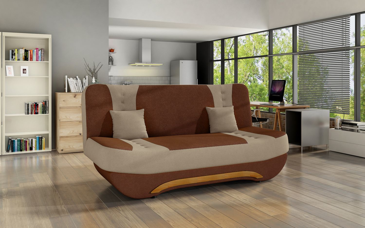 Sleeper Sofa Lerwick 8 | size: Width: 194cm, Height: 95cm, Depth: 92cm | color: Brown/Beige | image: 1 | variant: 1015015