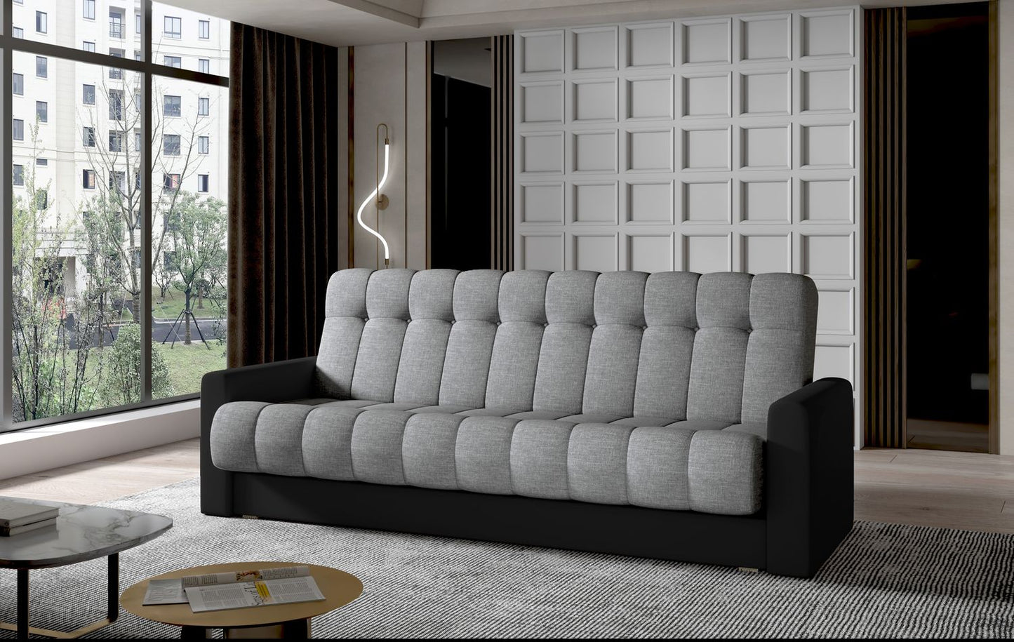Sleeper Sofa Mantua 1 | size: Width: 210cm, Height: 90cm, Depth: 85cm | color: Black/Grey | image: 1 | variant: 1015017