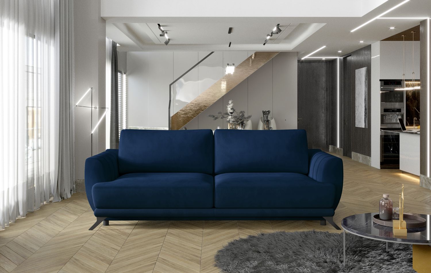 Sleeper Sofa Megis 10 | size: Width: 242cm, Height: 90cm, Depth: 95cm | color: Blue | image: 1 | variant: 1014039