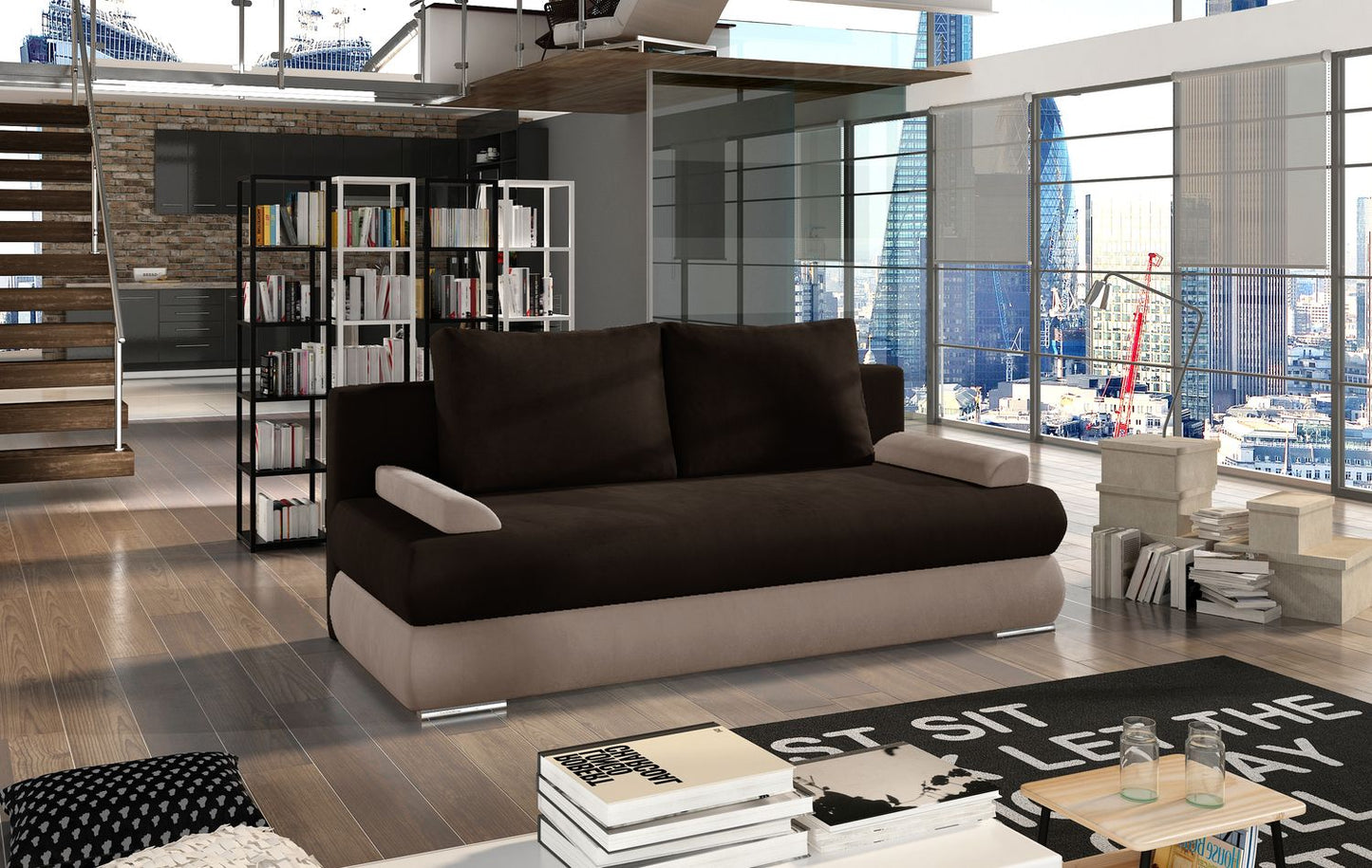Sleeper Sofa Milo 18 | size: Width: 60cm, Height: 90cm, Depth: 213cm | color: Monolith | image: 1 | variant: 1017382