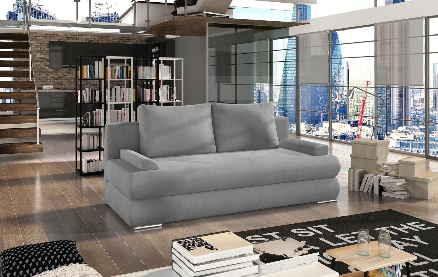 Sleeper Sofa Milo 23 | size: Width: 60cm, Height: 90cm, Depth: 213cm | color: Monolith | image: 1 | variant: 1017387