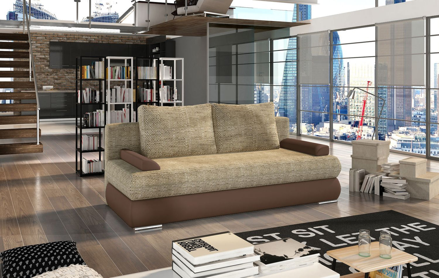 Sleeper Sofa Milo 4 | size: Width: 60cm, Height: 90cm, Depth: 213cm | color: Berlin/Soft | image: 1 | variant: 1017368