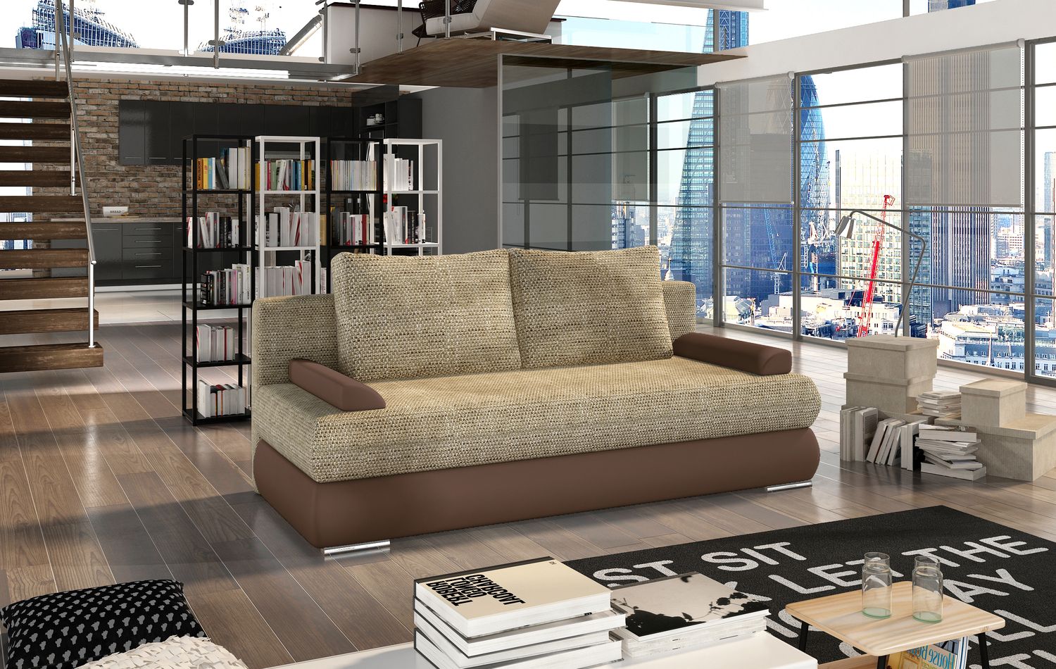 Sleeper Sofa Milo 4 | size: Width: 60cm, Height: 90cm, Depth: 213cm | color: Berlin/Soft | image: 1 | variant: 1017368