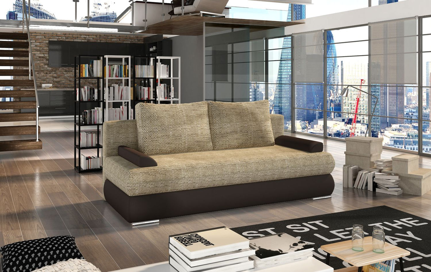 Sleeper Sofa Milo 8 | size: Width: 60cm, Height: 90cm, Depth: 213cm | color: Berlin/Soft | image: 1 | variant: 1017372