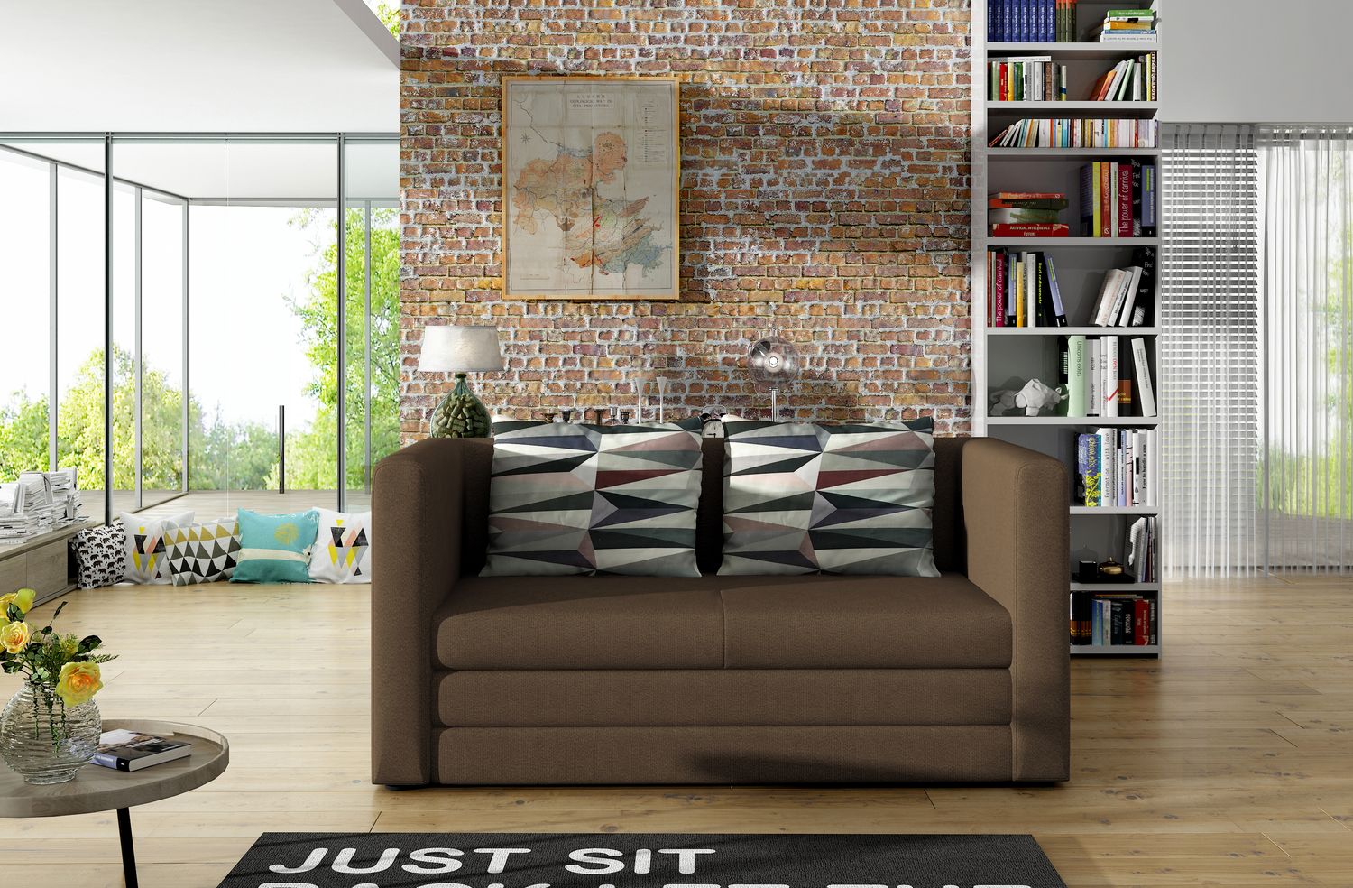 Sleeper Sofa Neva 1 | size: Width: 132cm, Height: 65cm, Depth: 67cm | color: Brown | image: 1 | variant: 1014042