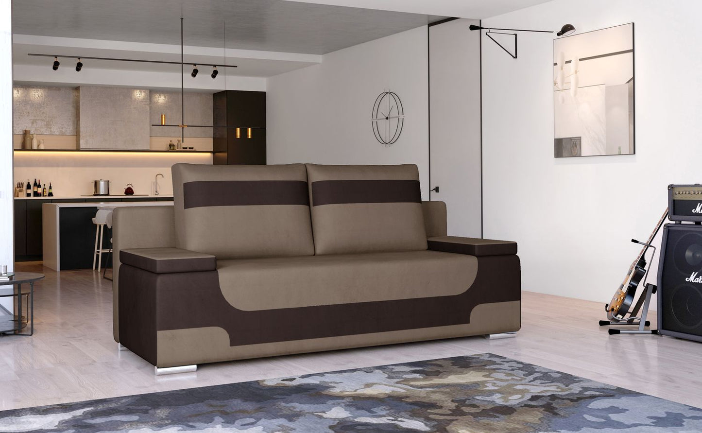 Sleeper Sofa Ragusa 13 | size: Width: 92cm, Height: 73cm, Depth: 200cm | color: Monolith | image: 1 | variant: 1017748