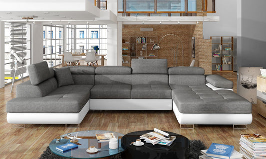Sleeper Sofa Rodrigo 1 | size: Width: 345cm, Height: 90cm, Depth: 202cm | color: White/Grey | image: 1 | variant: 1014011