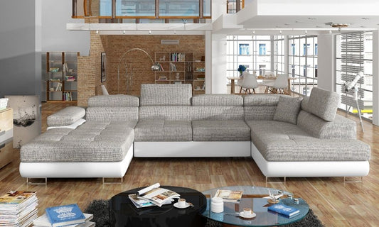 Sleeper Sofa Rodrigo | size: Width: 345cm, Height: 90cm, Depth: 202cm | color: White/Grey | image: 0 | variant: 1001463