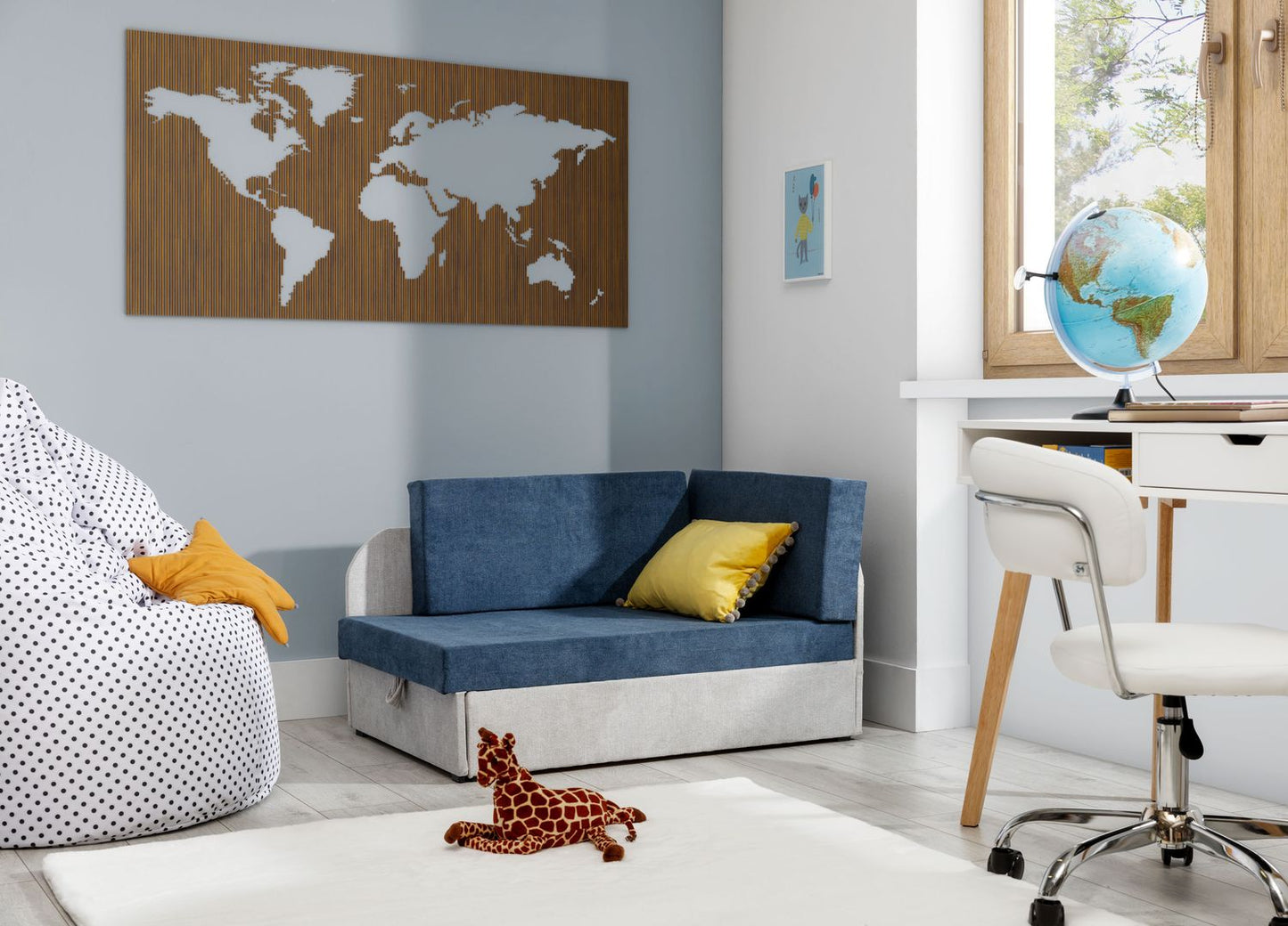 Sleeper Sofa Rosa 1 | size: Width: 75cm, Height: 60cm, Depth: 73cm | color: Grey/Blue | image: 1 | variant: 1014045