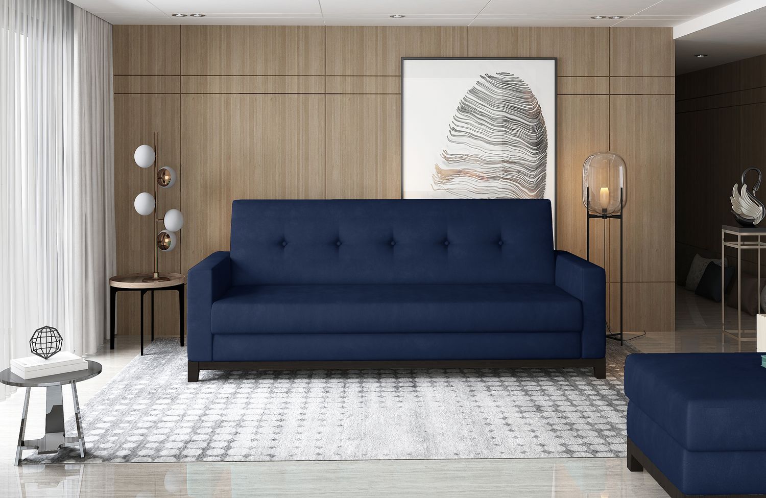 Sleeper Sofa Selene 12 | size: Width: 104cm, Height: 93cm, Depth: 216cm | color: Monolith | image: 1 | variant: 1017421