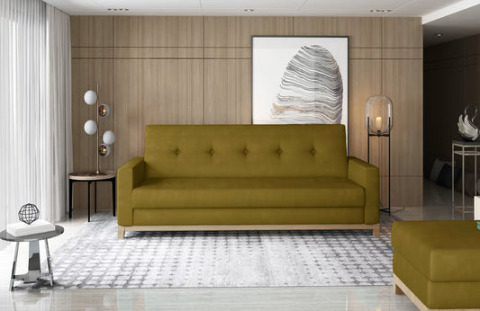Sleeper Sofa Selene 3 | size: Width: 216cm, Height: 93cm, Depth: 87cm | color: Yellow | image: 0 | variant: 1012756