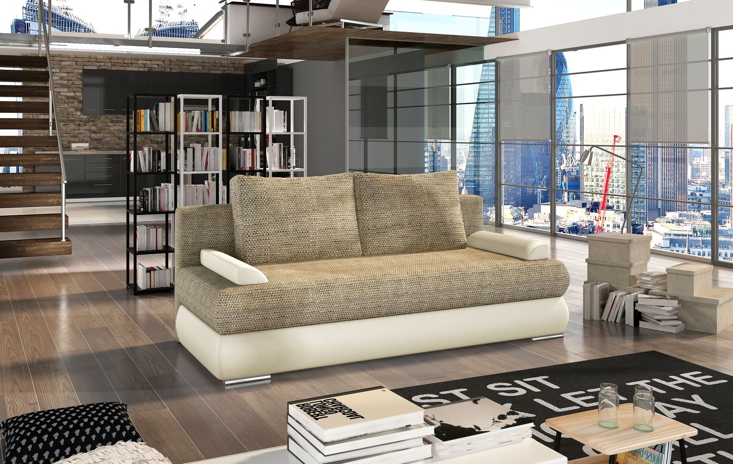Sleeper Sofa Warwick 3 | size: Width: 60cm, Height: 90cm, Depth: 213cm | color: Berlin/Soft | image: 1 | variant: 1017958