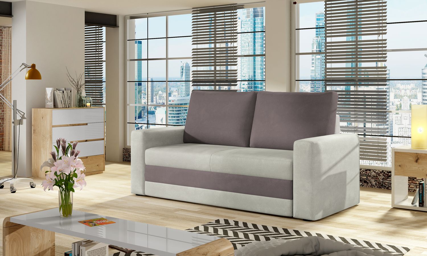 Sleeper Sofa Wave | size: Width: 151cm, Height: 90cm, Depth: 90cm | color: Gray | image: 1 | variant: 1014051