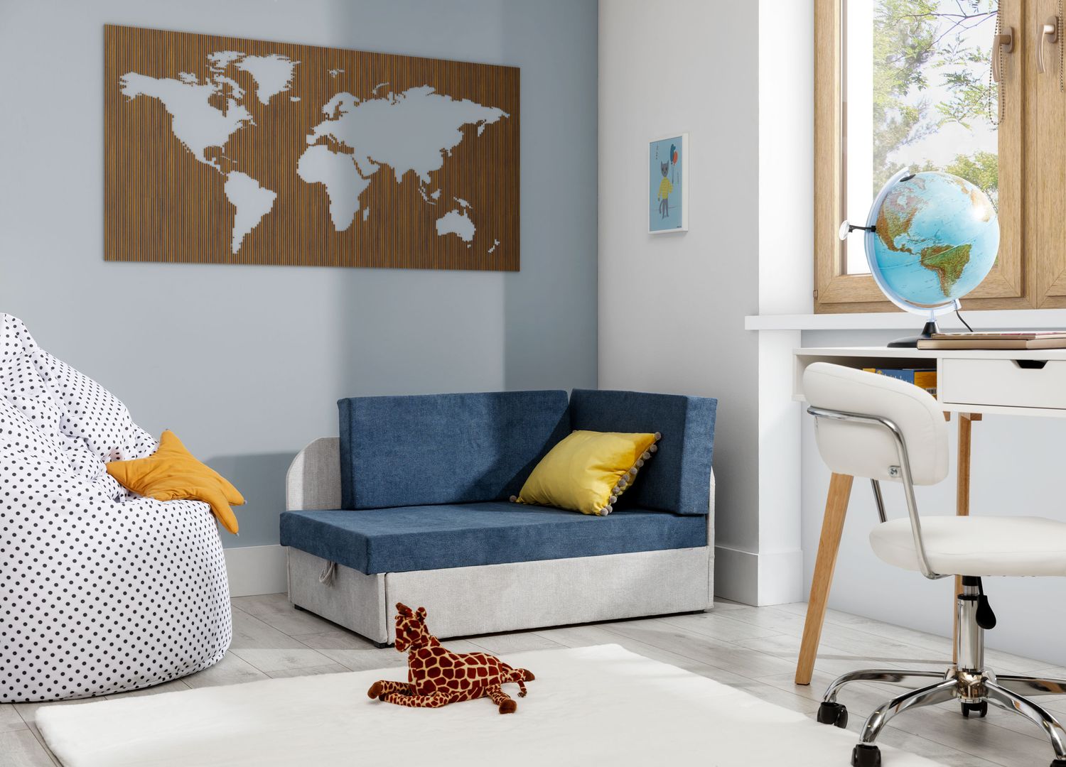 Sleeper Sofa West Dushanbe 1 | size: Width: 75cm, Height: 60cm, Depth: 73cm | color: Grey/Blue | image: 1 | variant: 1015025