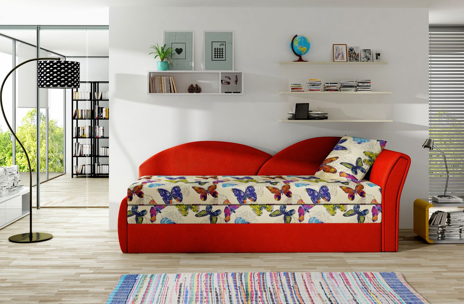 Sleeper Sofa West Llandovery 17 | size: Width: 80cm, Height: 77cm, Depth: 218cm | color: Alova/Butterfly | image: 1 | variant: 1017726
