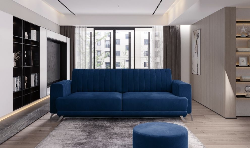 Sleeper Sofa West Nancy 7 | size: Width: 250cm, Height: 90cm, Depth: 95cm | color: Blue | image: 0 | variant: 1013898