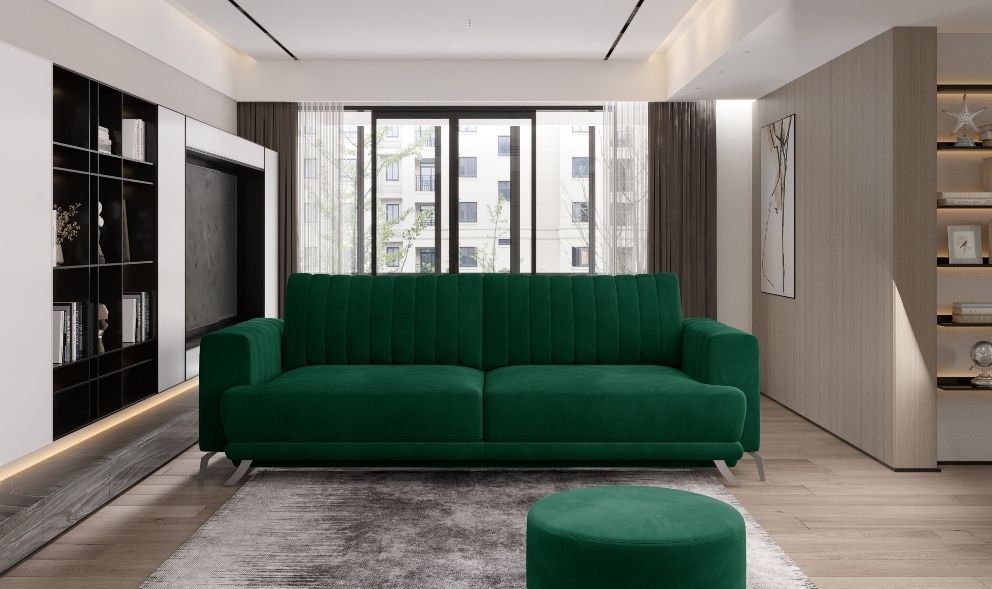 Sleeper Sofa West Nancy 8 | size: Width: 250cm, Height: 90cm, Depth: 95cm | color: Green | image: 0 | variant: 1013899