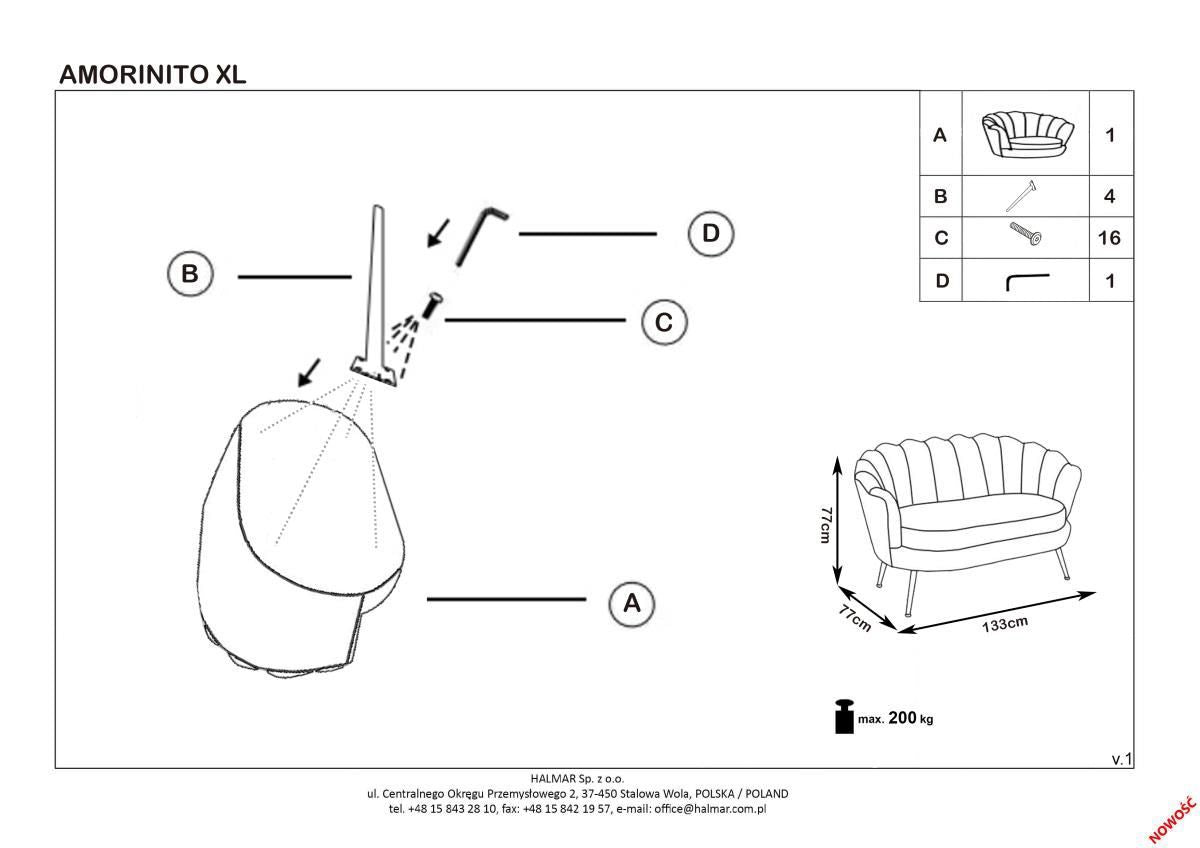 Sofa Amorinito | size: Width: 133cm, Height: 77cm, Depth: 77cm | color: Gray | image: 5 | variant: 1000171