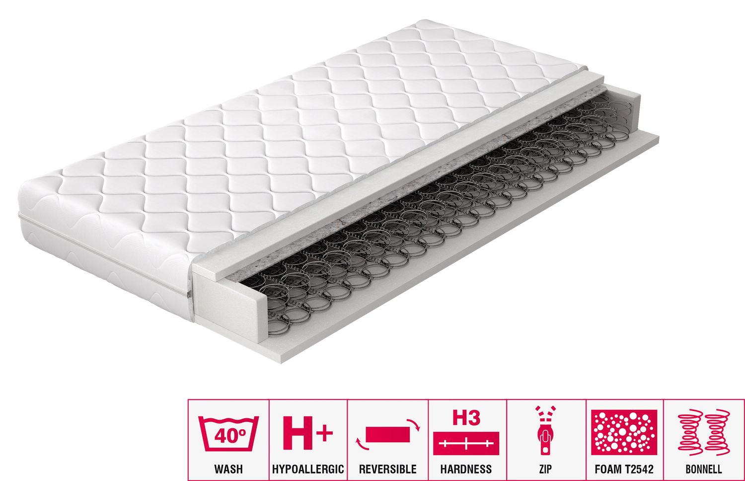 Spring Mattress Orsola 5 | size: Length: 200cm, Width: 90cm | image: 2 | variant: 1013036