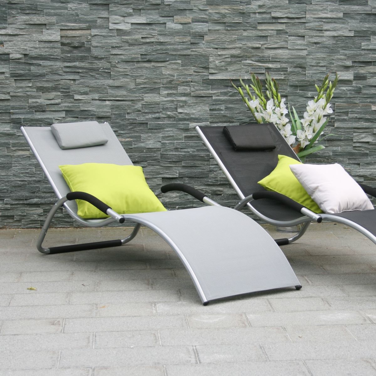 Sun Lounger Haslemere | size: Length: 177cm, Width: 65cm, Height: 73cm | color: Gray | image: 2 | variant: 1000670