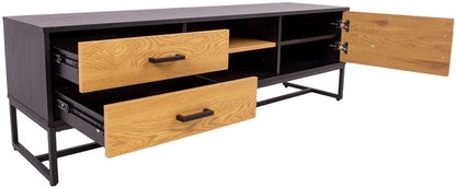 TV Table Amsterdam | size: Length: 40cm, Width: 160cm, Height: 50cm | color: Black/Oak | image: 3 | variant: 1012410
