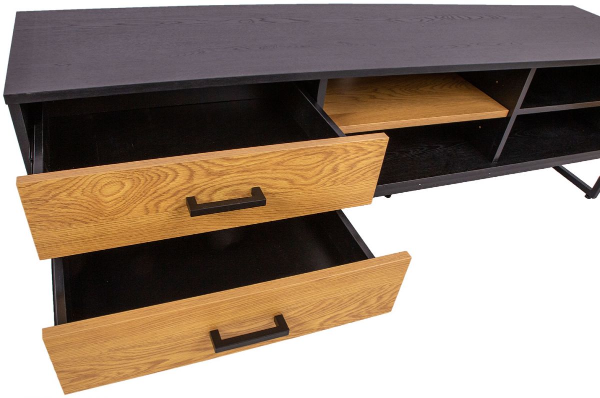 TV Table Amsterdam | size: Length: 40cm, Width: 160cm, Height: 50cm | color: Black/Oak | image: 4 | variant: 1012410