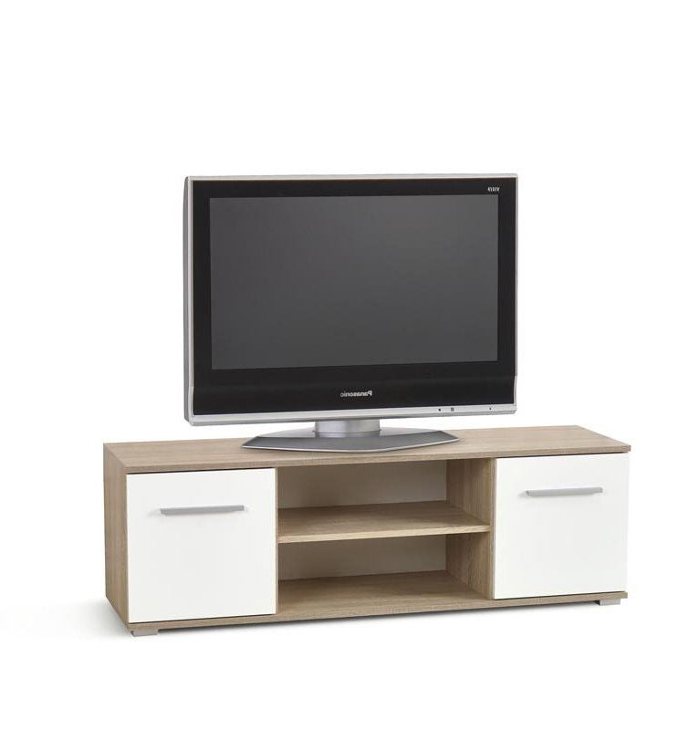 TV Table Ankara | size: Length: 40cm, Width: 137cm, Height: 44cm | color: White/Oak | image: 1 | variant: 1003106