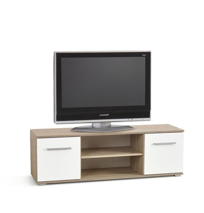 TV Table Ankara | size: Length: 40cm, Width: 137cm, Height: 44cm | color: White/Oak | image: 1 | variant: 1003106