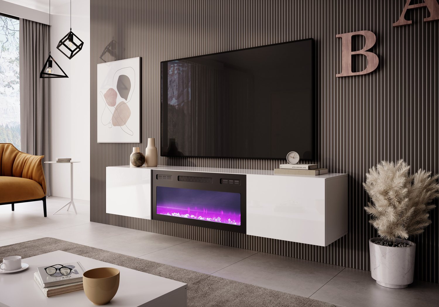 TV Table Antwerp | size: Length: 38cm, Width: 180cm, Height: 37cm | color: White | image: 2 | variant: 1007545