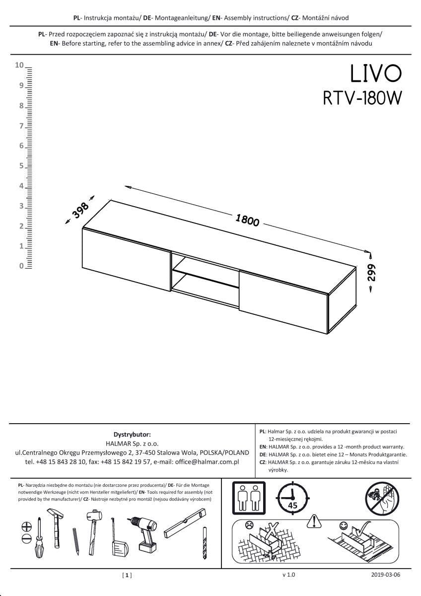 TV Table Antwerp | size: Length: 40cm, Width: 180cm, Height: 30cm | color: White | image: 1 | variant: 1003109