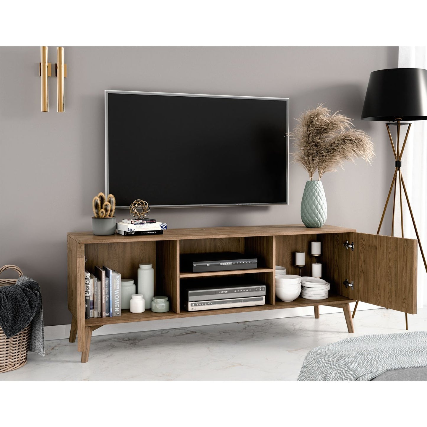 TV Table Entsian | size: Length: 52cm, Width: 40cm, Height: 150cm | color: Oak | image: 3 | variant: 1017071