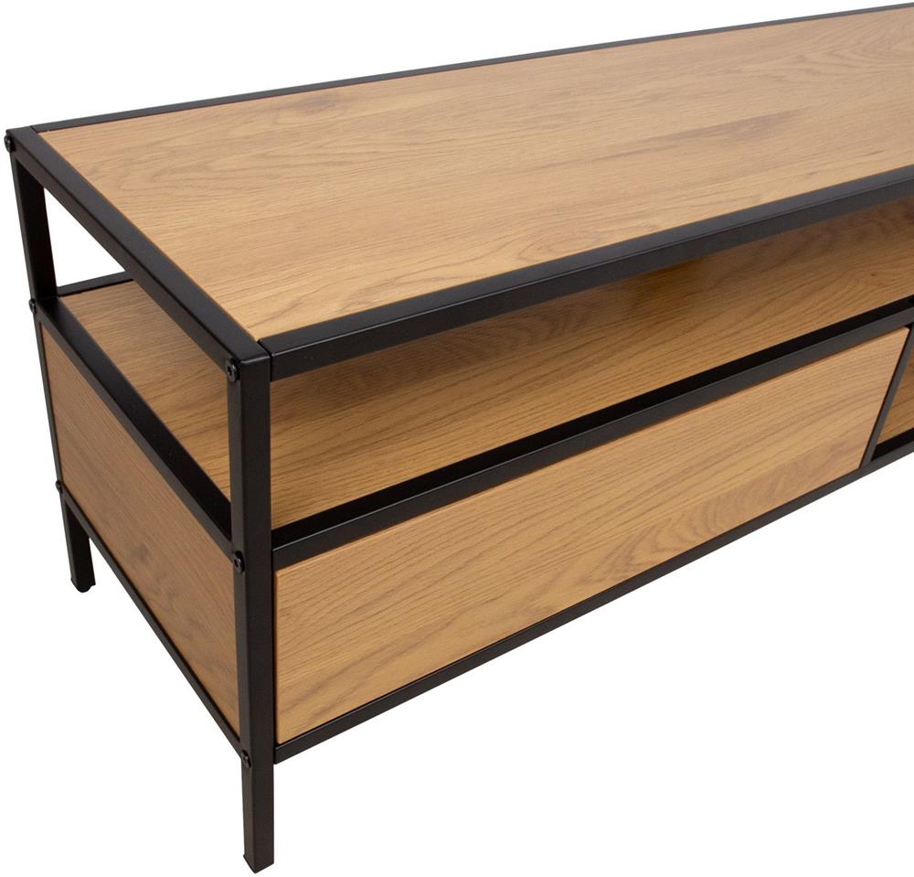 TV Table Hedvig | size: Length: 33cm, Width: 120cm, Height: 40cm | color: Black/Oak | image: 2 | variant: 1016711