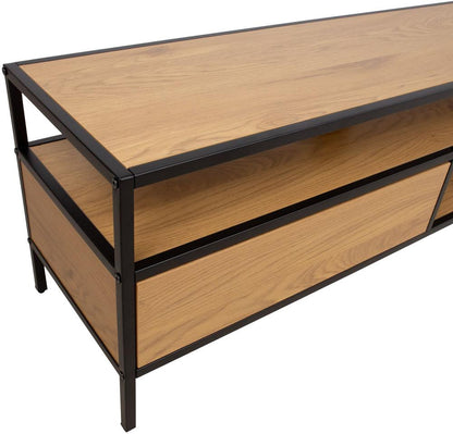 TV Table Hedvig | size: Length: 33cm, Width: 120cm, Height: 40cm | color: Black/Oak | image: 2 | variant: 1016711
