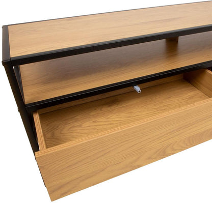 TV Table Hedvig | size: Length: 33cm, Width: 120cm, Height: 40cm | color: Black/Oak | image: 3 | variant: 1016711