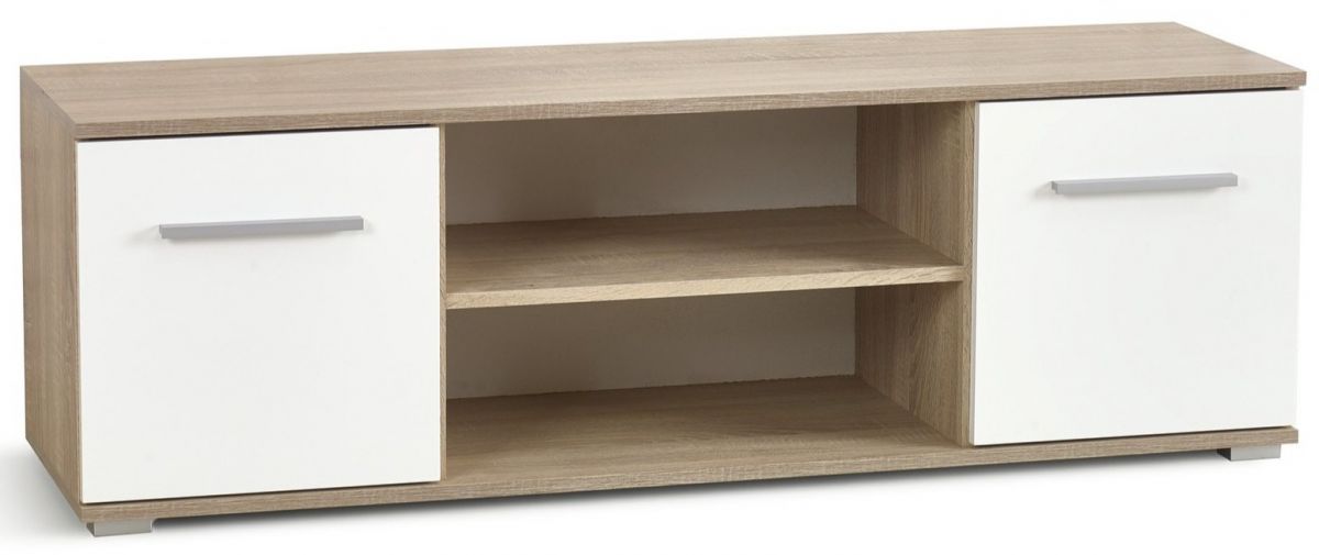 TV Table Lima | size: Length: 40cm, Width: 137cm, Height: 44cm | color: White/Oak | image: 1 | variant: 1012146