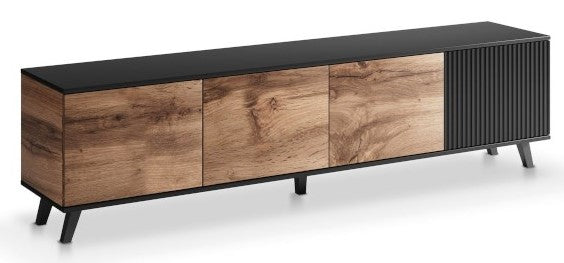 TV Table Random 1 | size: Length: 40cm, Width: 200cm, Height: 52cm | color: Black/Oak | image: 2 | variant: 1012958