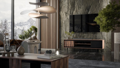 TV Table Swing | size: Length: 40cm, Width: 180cm, Height: 53cm | color: Brown/Black | image: 2 | variant: 1017866