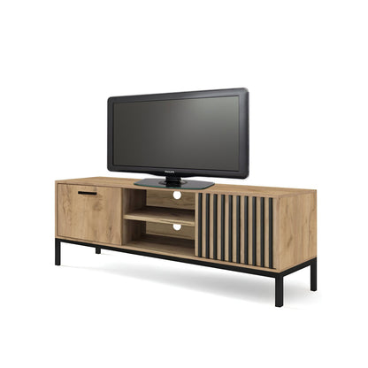 TV Table West Jonava | size: Length: 40cm, Width: 180cm, Height: 48cm | color: Black/Oak | image: 1 | variant: 1007580