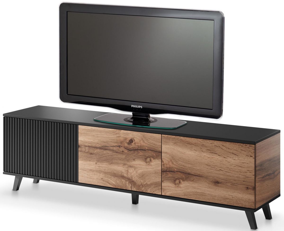 TV Table West Thatcham | size: Length: 40cm, Width: 180cm, Height: 52cm | color: Black/Oak | image: 3 | variant: 1007206