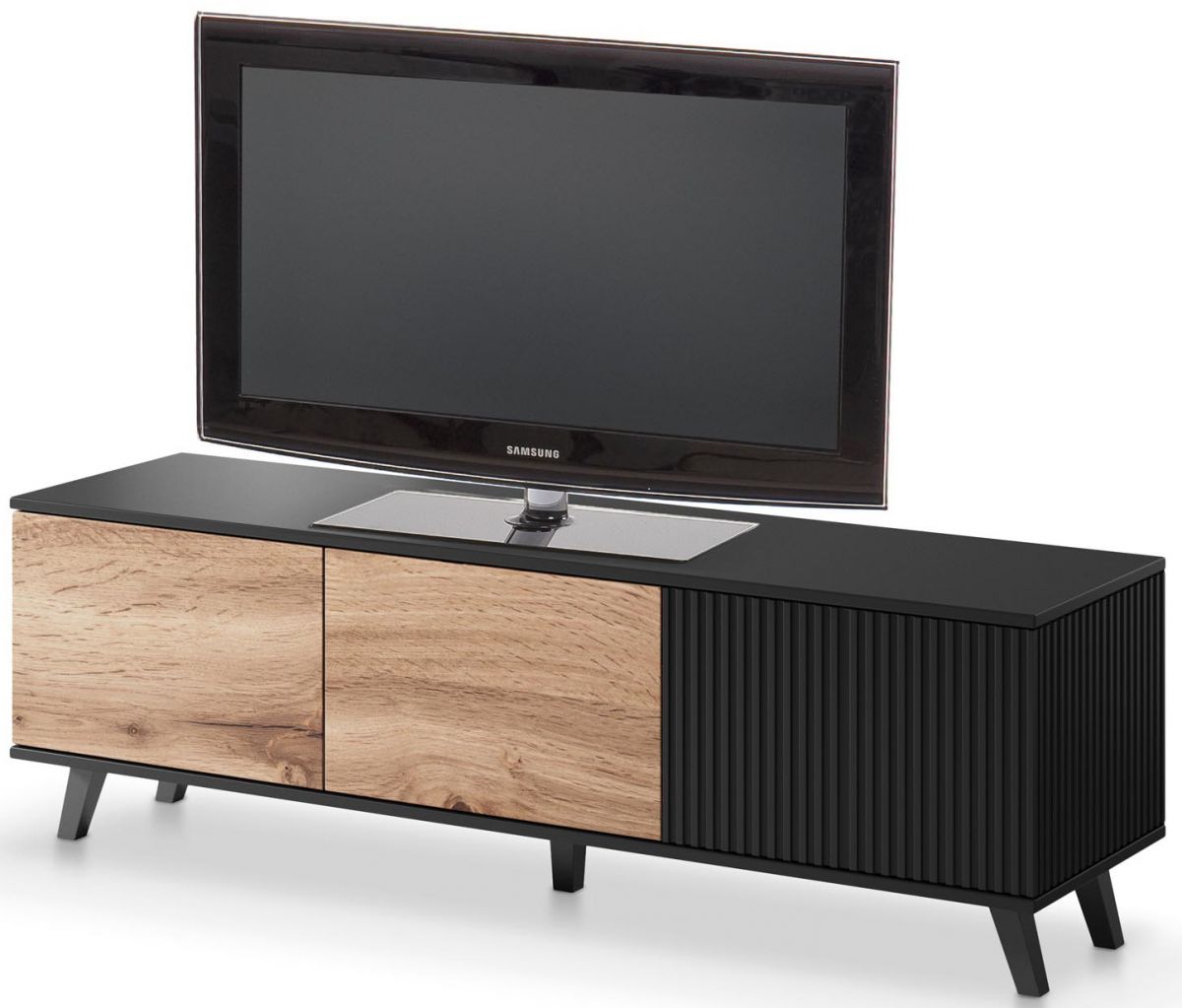 TV Table West Thatcham | size: Length: 40cm, Width: 180cm, Height: 52cm | color: Black/Oak | image: 4 | variant: 1007206