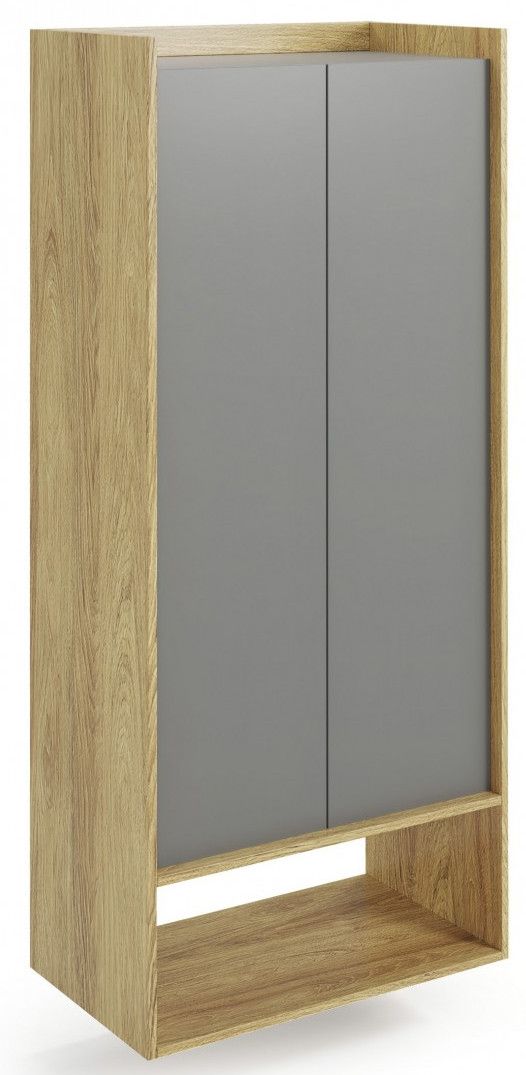 Wall Shelf Helsinki | size: Width: 78cm, Height: 179cm, Depth: 41cm | color: Oak/Grey | image: 1 | variant: 1002042