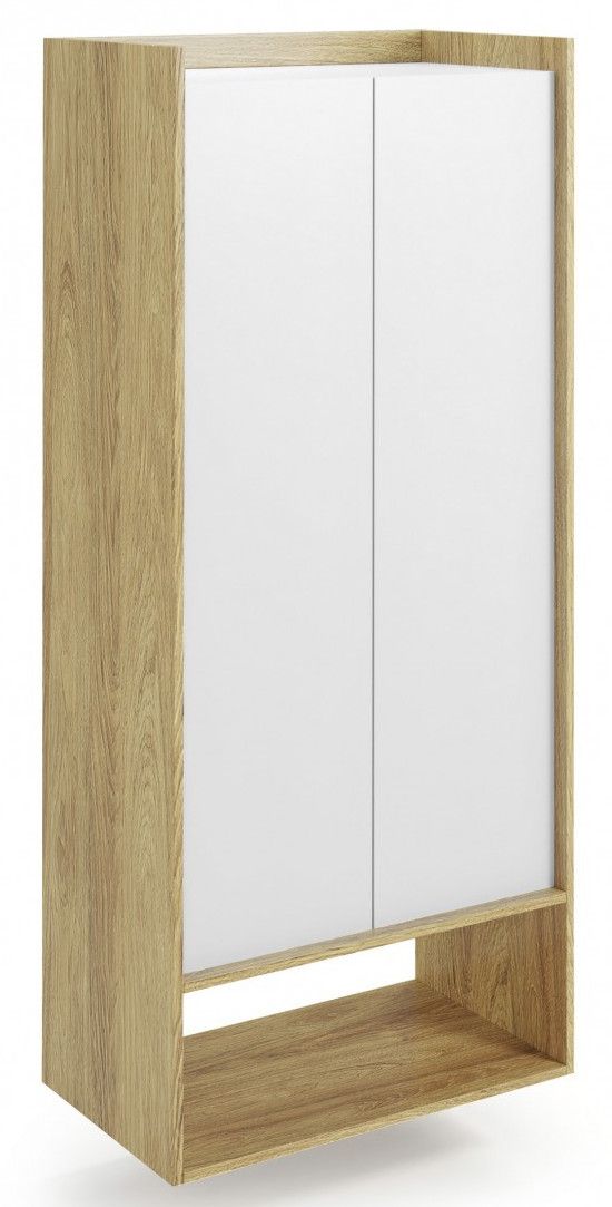 Wall Shelf Helsinki | size: Width: 78cm, Height: 179cm, Depth: 41cm | color: White/Oak | image: 1 | variant: 1002039